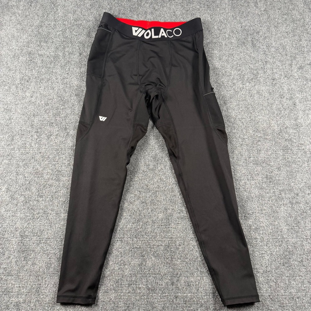 Wolaco Compression Leggings Men XL Black North Moore Running Tights Pocketsa
